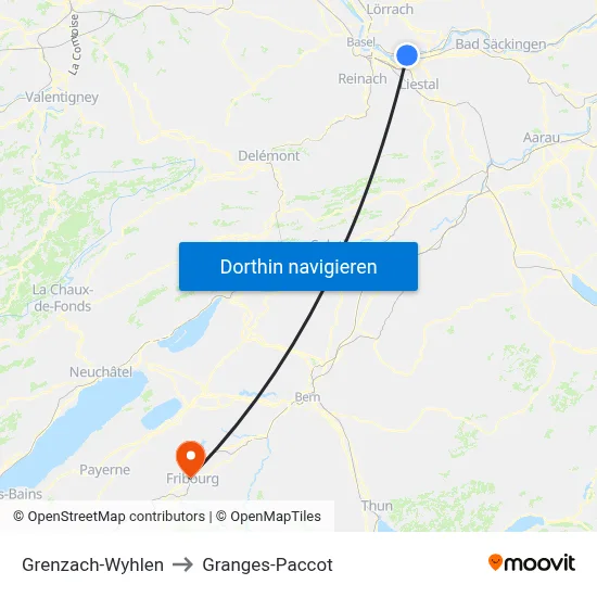 Grenzach-Wyhlen to Granges-Paccot map