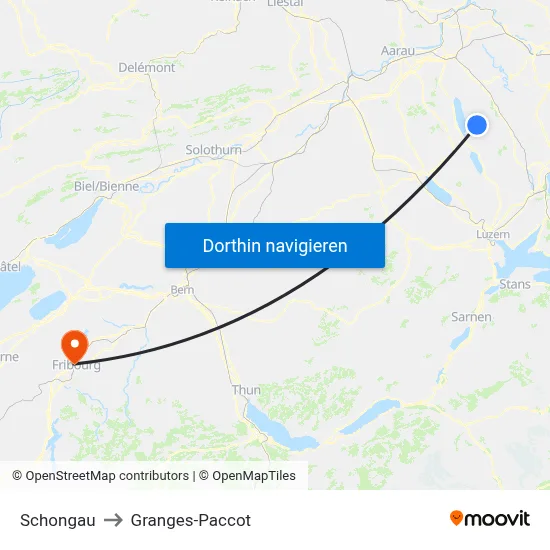 Schongau to Granges-Paccot map