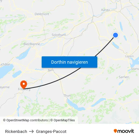 Rickenbach to Granges-Paccot map