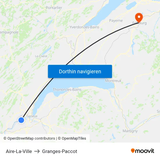 Aire-La-Ville to Granges-Paccot map