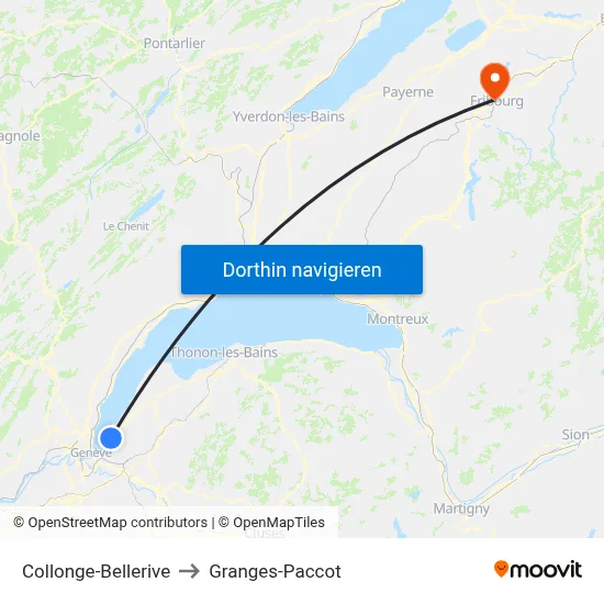 Collonge-Bellerive to Granges-Paccot map