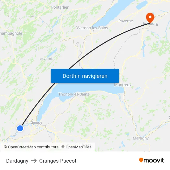 Dardagny to Granges-Paccot map