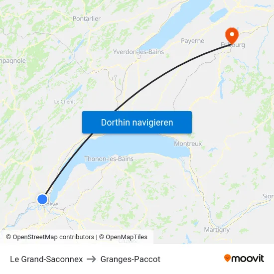 Le Grand-Saconnex to Granges-Paccot map