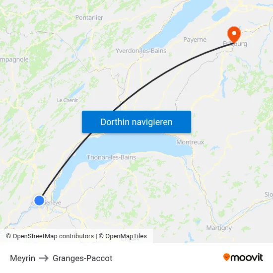Meyrin to Granges-Paccot map