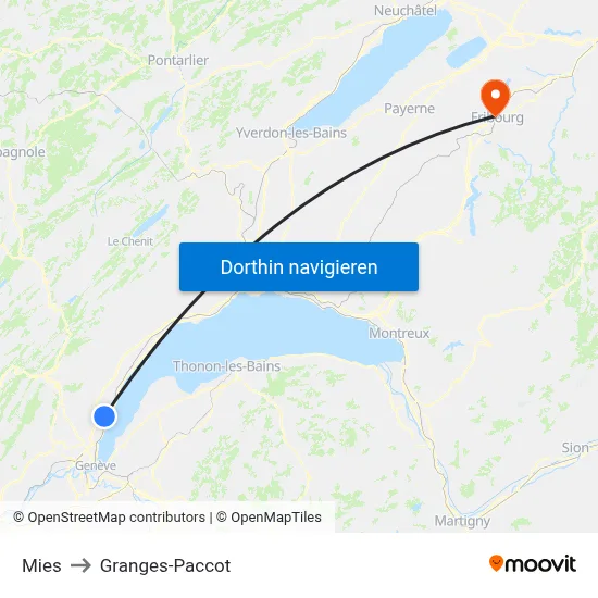 Mies to Granges-Paccot map