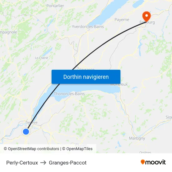 Perly-Certoux to Granges-Paccot map
