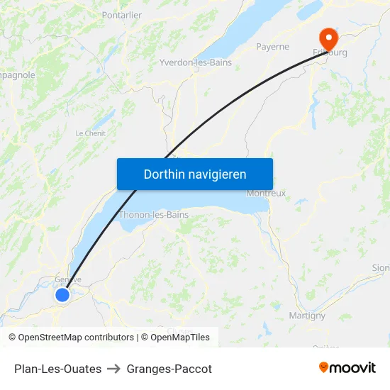 Plan-Les-Ouates to Granges-Paccot map