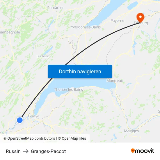 Russin to Granges-Paccot map