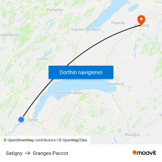 Satigny to Granges-Paccot map