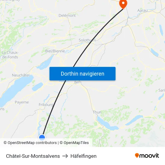 Châtel-Sur-Montsalvens to Häfelfingen map