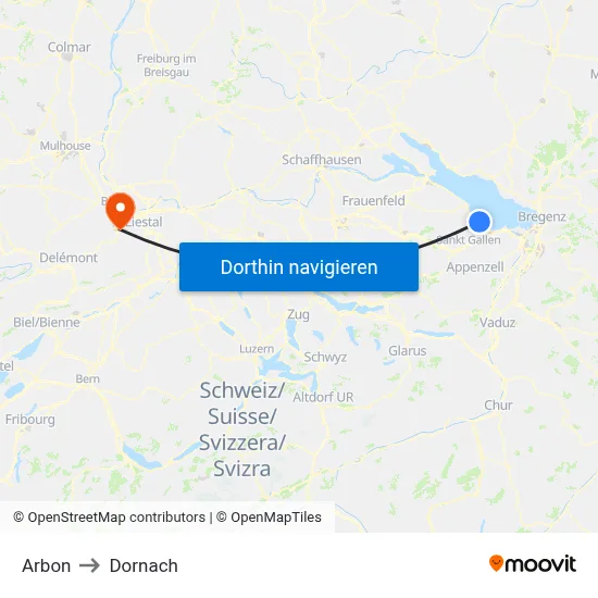 Arbon to Dornach map