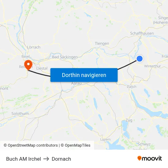Buch AM Irchel to Dornach map