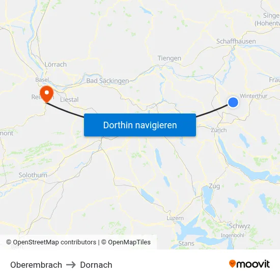 Oberembrach to Dornach map