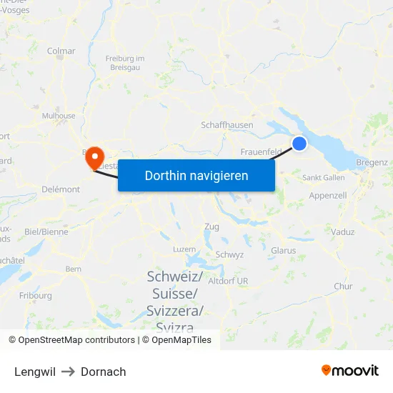 Lengwil to Dornach map