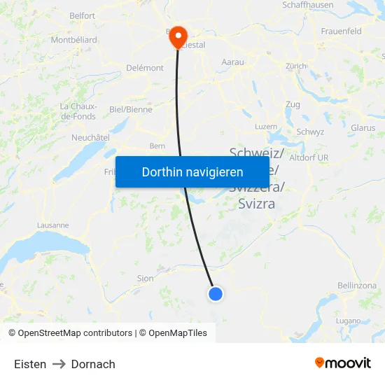 Eisten to Dornach map