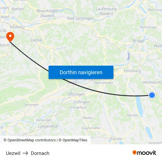 Uezwil to Dornach map
