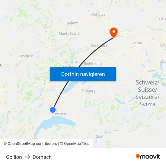 Gollion to Dornach map