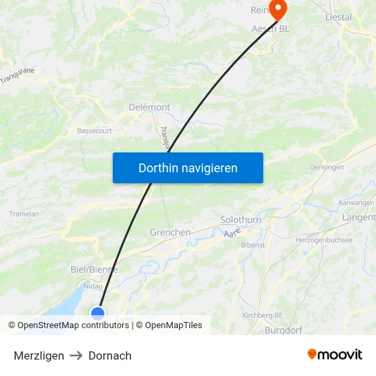Merzligen to Dornach map