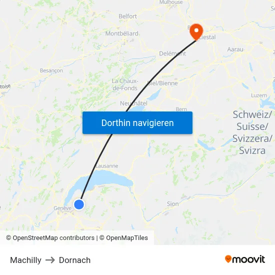 Machilly to Dornach map