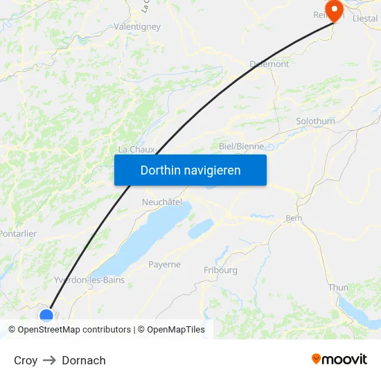 Croy to Dornach map
