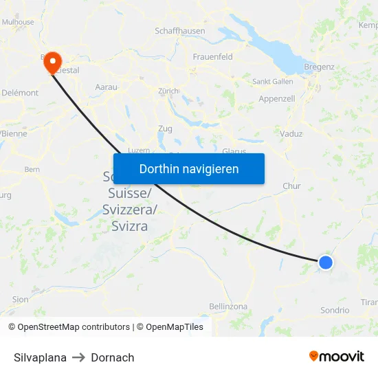 Silvaplana to Dornach map