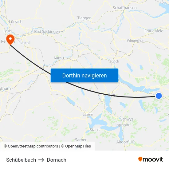 Schübelbach to Dornach map