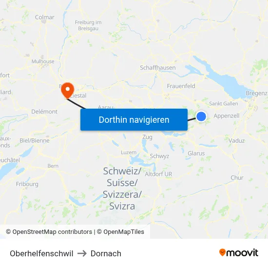 Oberhelfenschwil to Dornach map