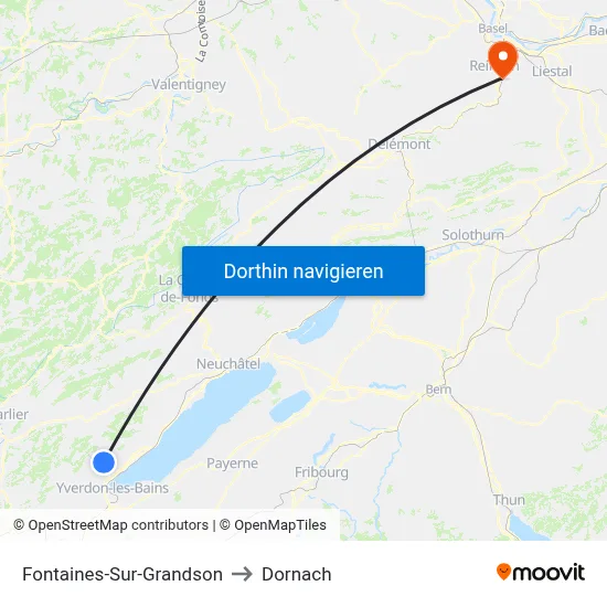 Fontaines-Sur-Grandson to Dornach map