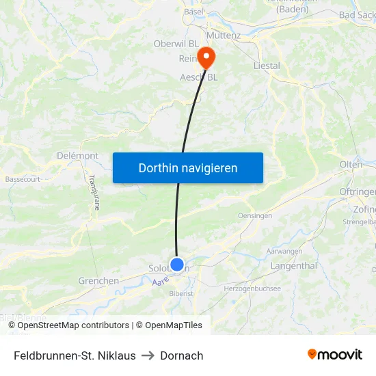 Feldbrunnen-St. Niklaus to Dornach map