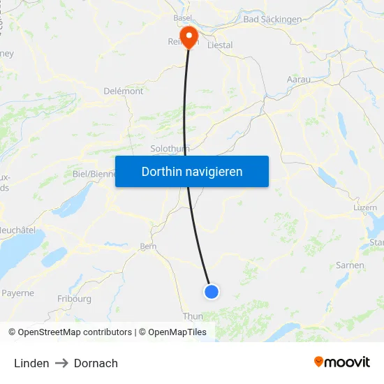 Linden to Dornach map
