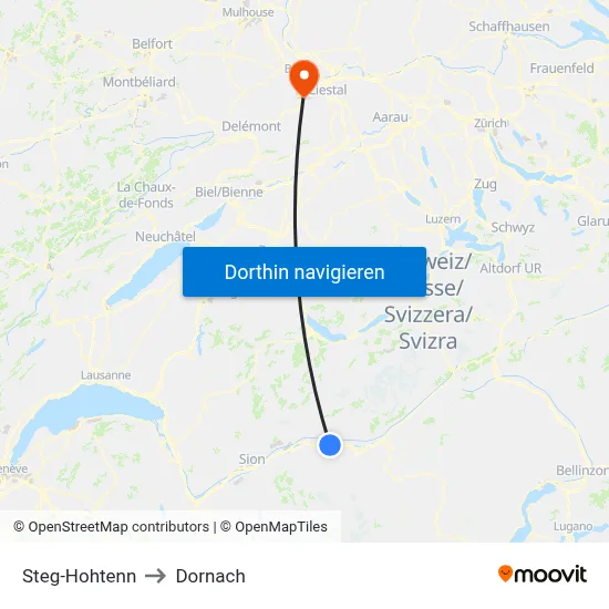 Steg-Hohtenn to Dornach map