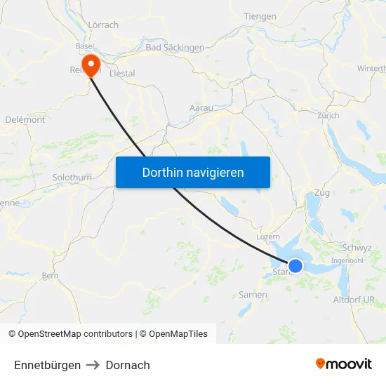 Ennetbürgen to Dornach map