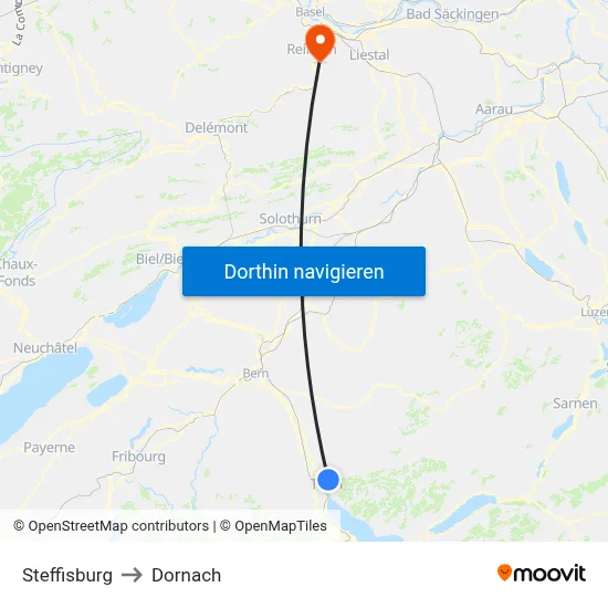 Steffisburg to Dornach map