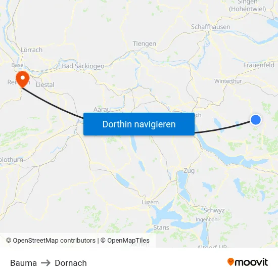 Bauma to Dornach map
