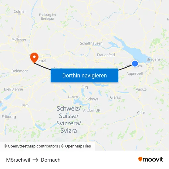 Mörschwil to Dornach map