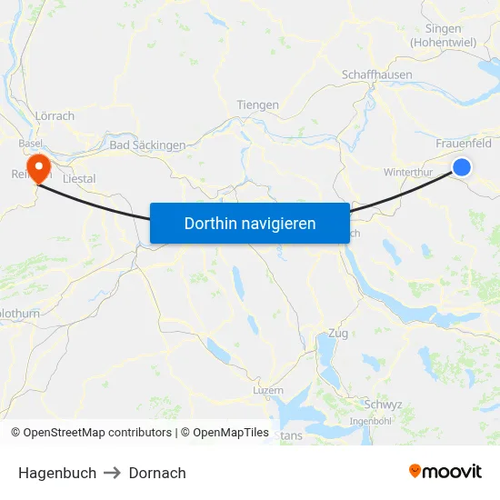 Hagenbuch to Dornach map