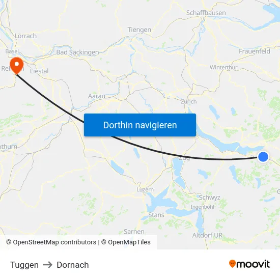 Tuggen to Dornach map