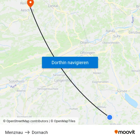 Menznau to Dornach map
