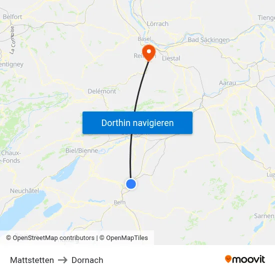 Mattstetten to Dornach map