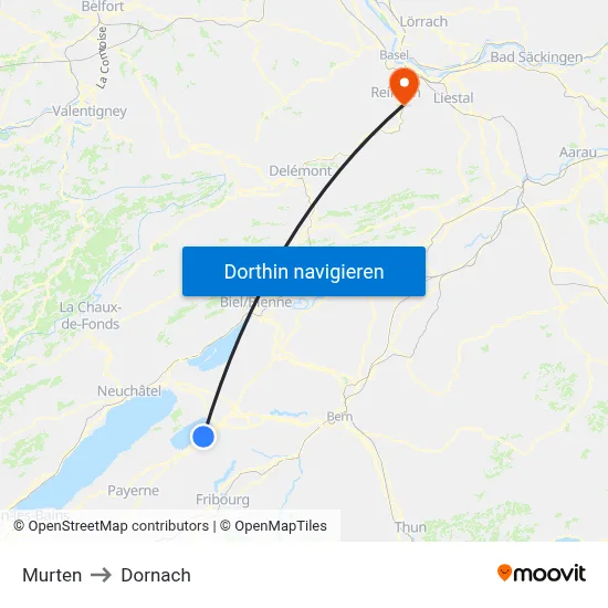Murten to Dornach map