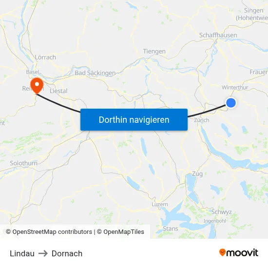 Lindau to Dornach map