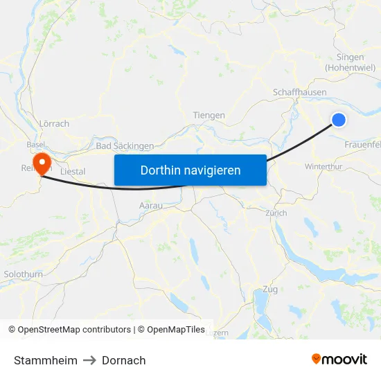 Stammheim to Dornach map