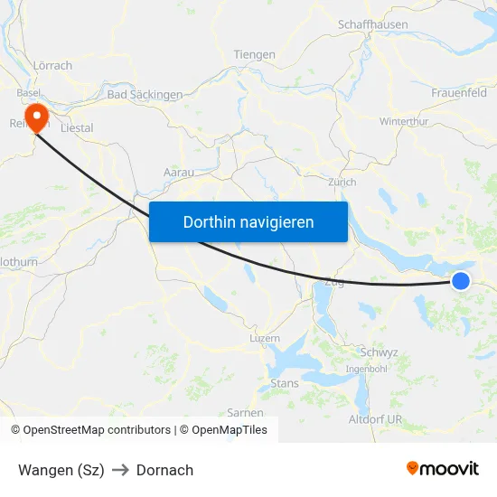 Wangen (Sz) to Dornach map