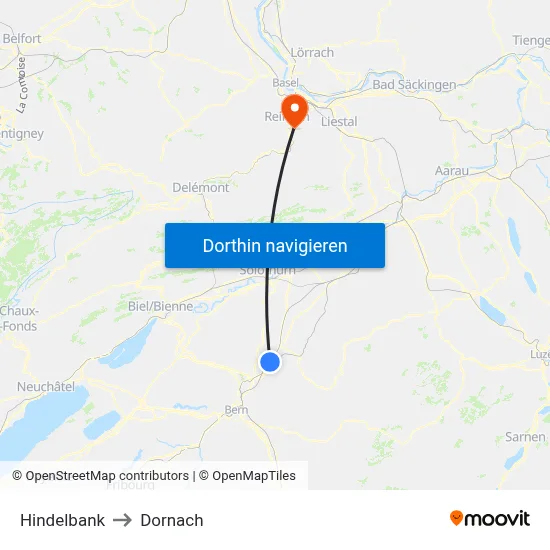Hindelbank to Dornach map