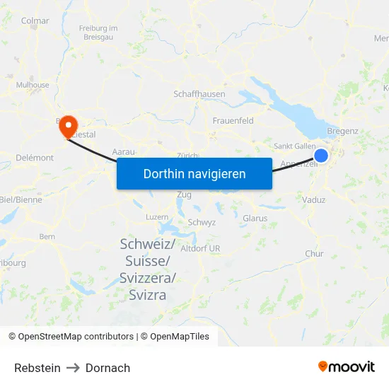 Rebstein to Dornach map
