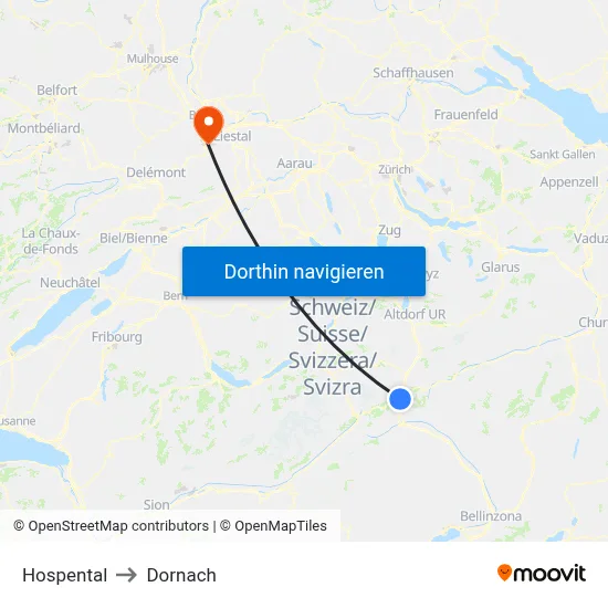 Hospental to Dornach map