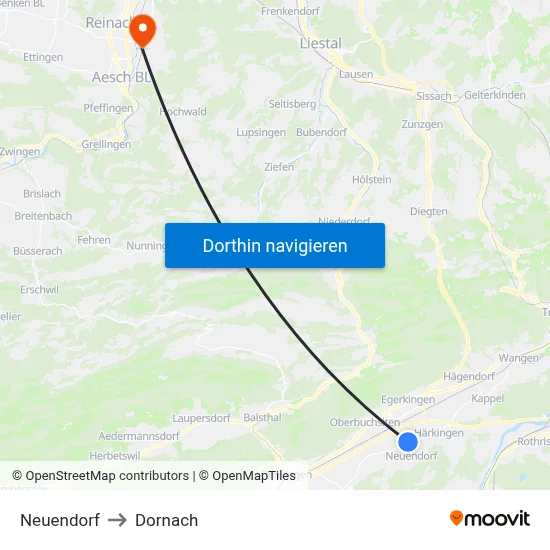 Neuendorf to Dornach map