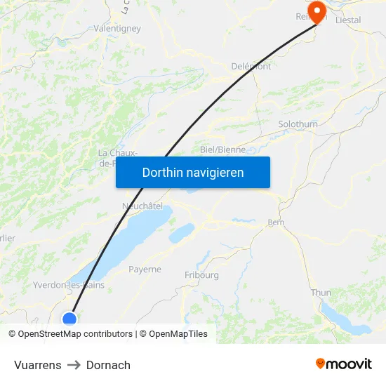Vuarrens to Dornach map