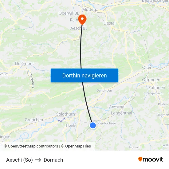 Aeschi (So) to Dornach map