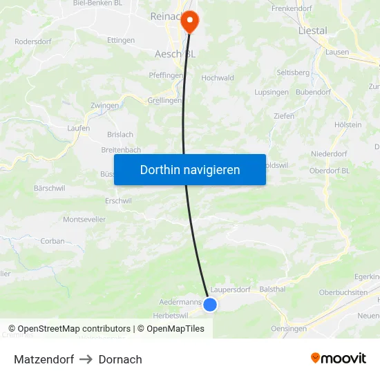 Matzendorf to Dornach map